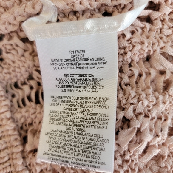 Bcbgmaxazria Sweater Sz M Mixed Stitch Oversized Open Knit Mute Pink - Picture 5 of 6